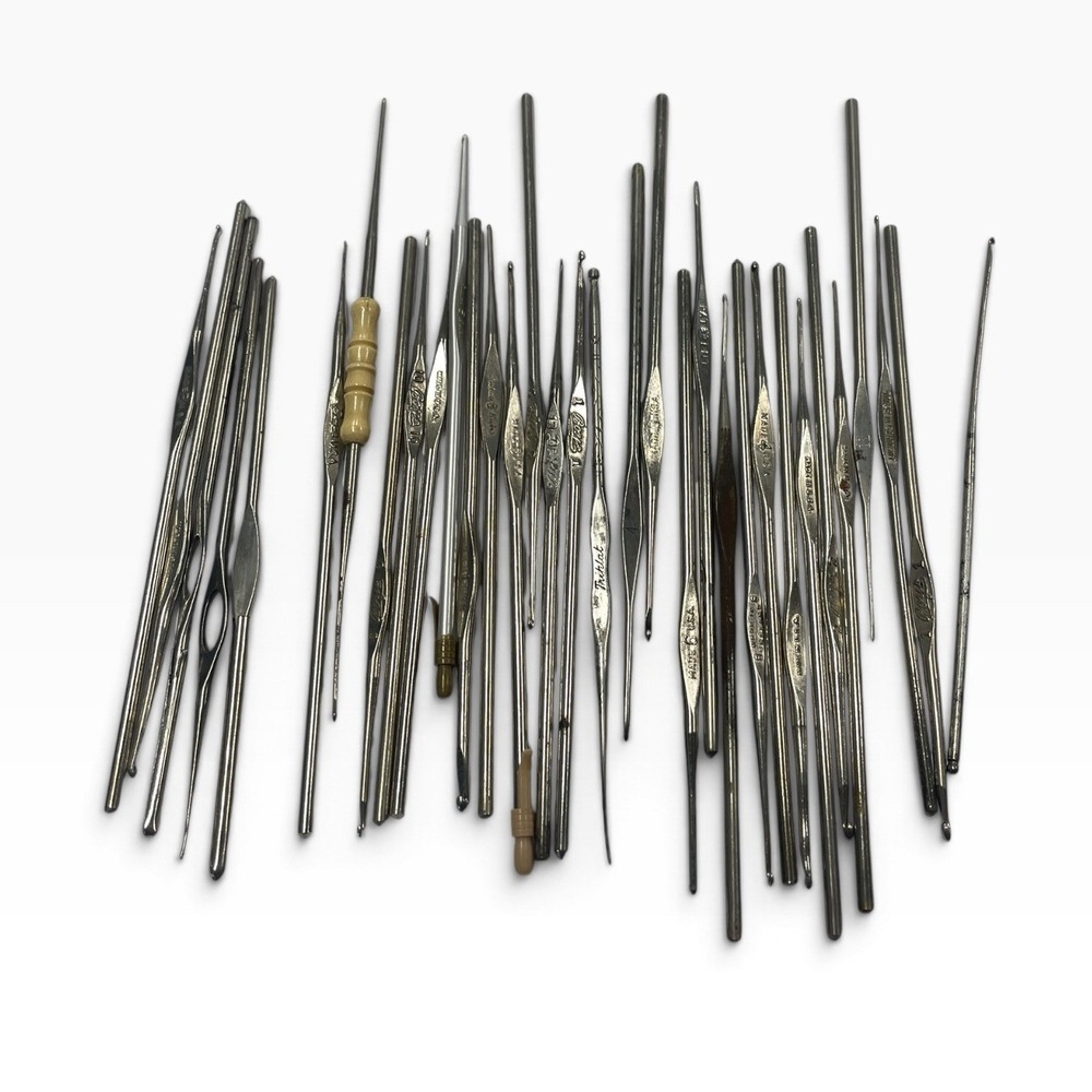 Boye Susan Bates Crochet Hooks Lot Unisex Mixed Silver Vintage Made in USA